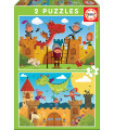 Dragons et chevaliers - 2 puzzles de 48 pièces