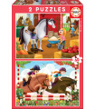 Soin des chevaux - 2 puzzles de 48 pièces